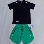 تیشرت مشکی و شلوارک آیرو سبز